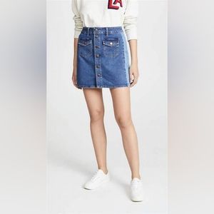 Madewell Stretch Denim Straight Mini Skirt: Pieced Edition